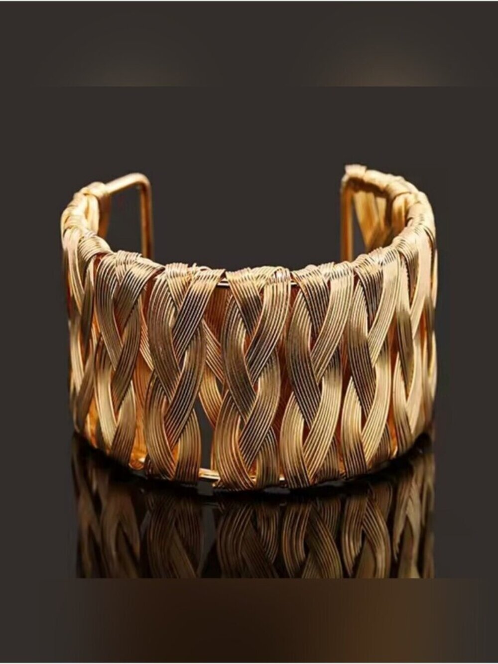Woven Gold-Tone Braided Cuff Bracelet